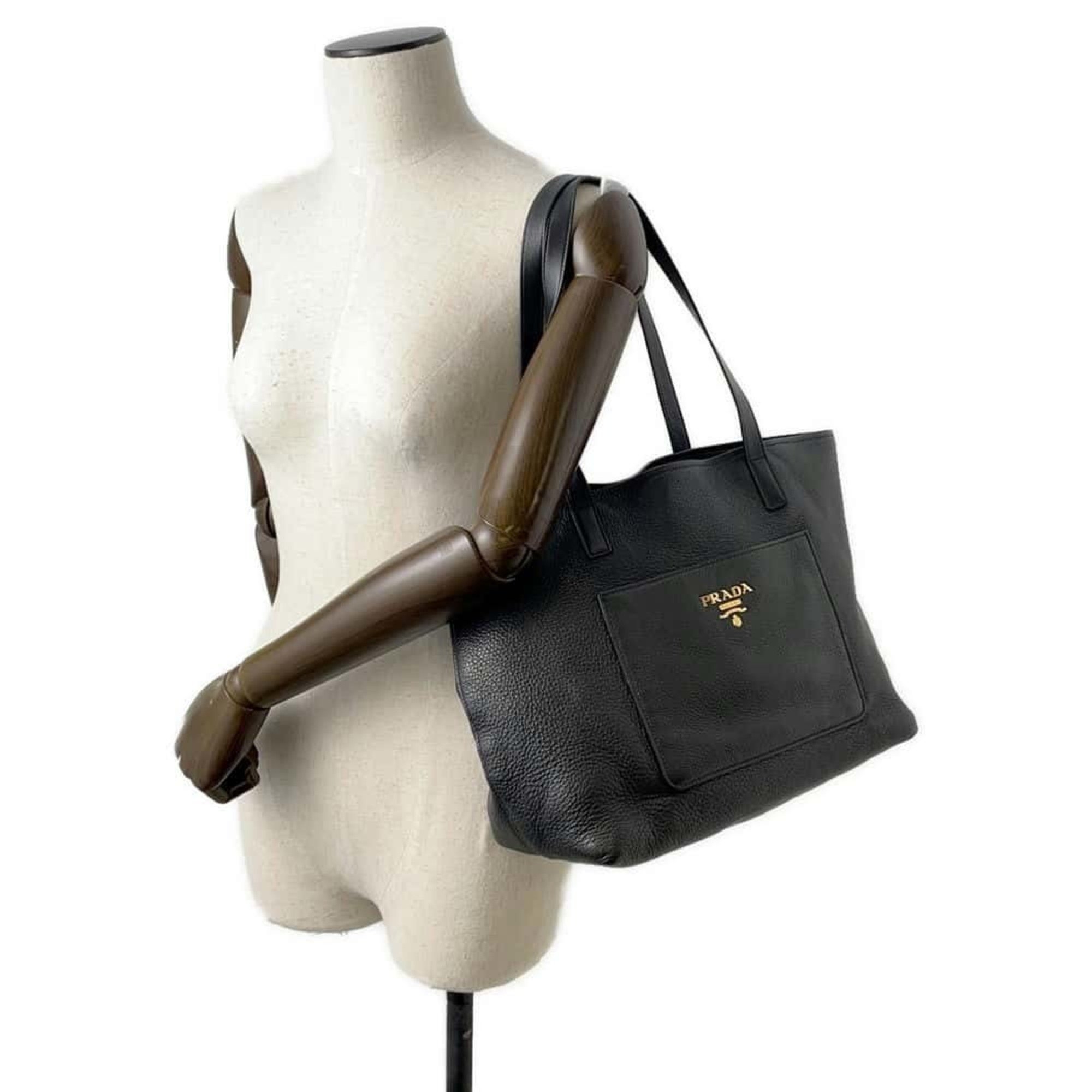 Prada Tote Bag Leather 1BG048 PRADA Black