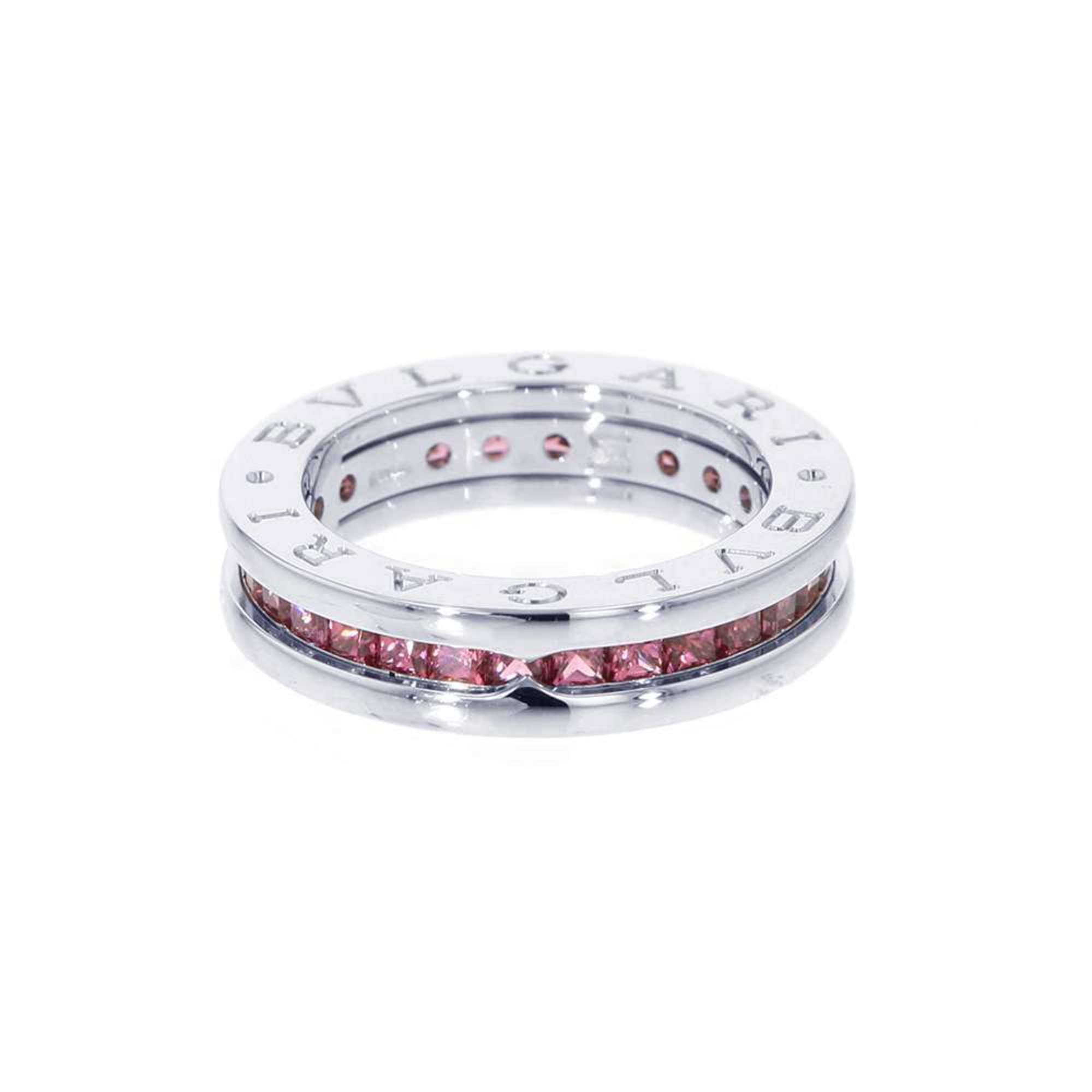 BVLGARI Ring B.zero1 1 Band K18WG White Gold Rhodolite Garnet Size 49