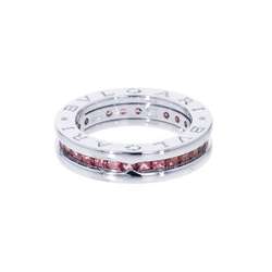 BVLGARI Ring B.zero1 1 Band K18WG White Gold Rhodolite Garnet Size 49