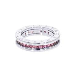 BVLGARI Ring B.zero1 1 Band K18WG White Gold Rhodolite Garnet Size 49