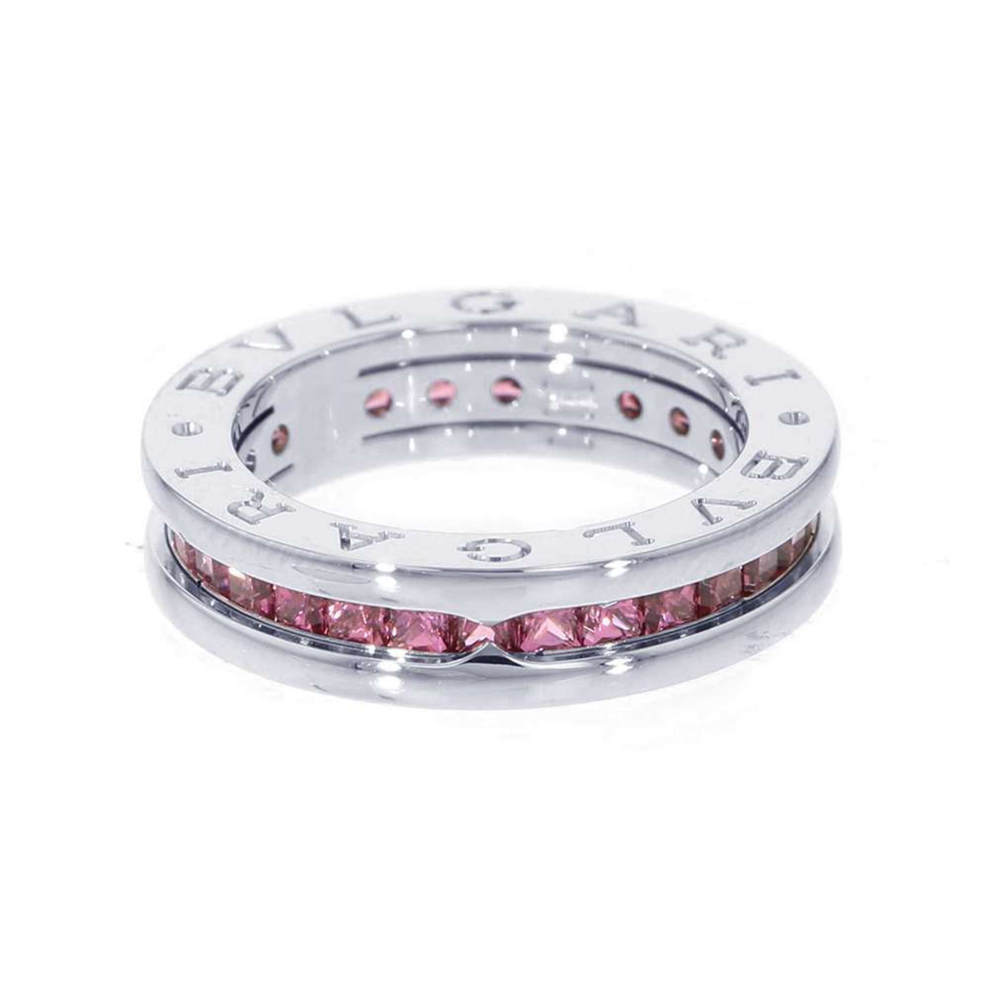 BVLGARI Ring B.zero1 1 Band K18WG White Gold Rhodolite Garnet Size 49