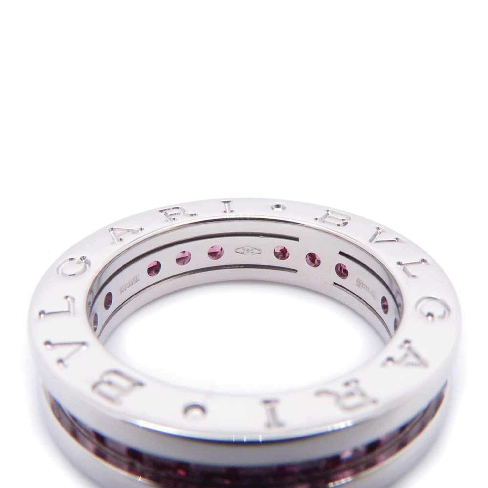 BVLGARI Ring B.zero1 1 Band K18WG White Gold Rhodolite Garnet Size 49