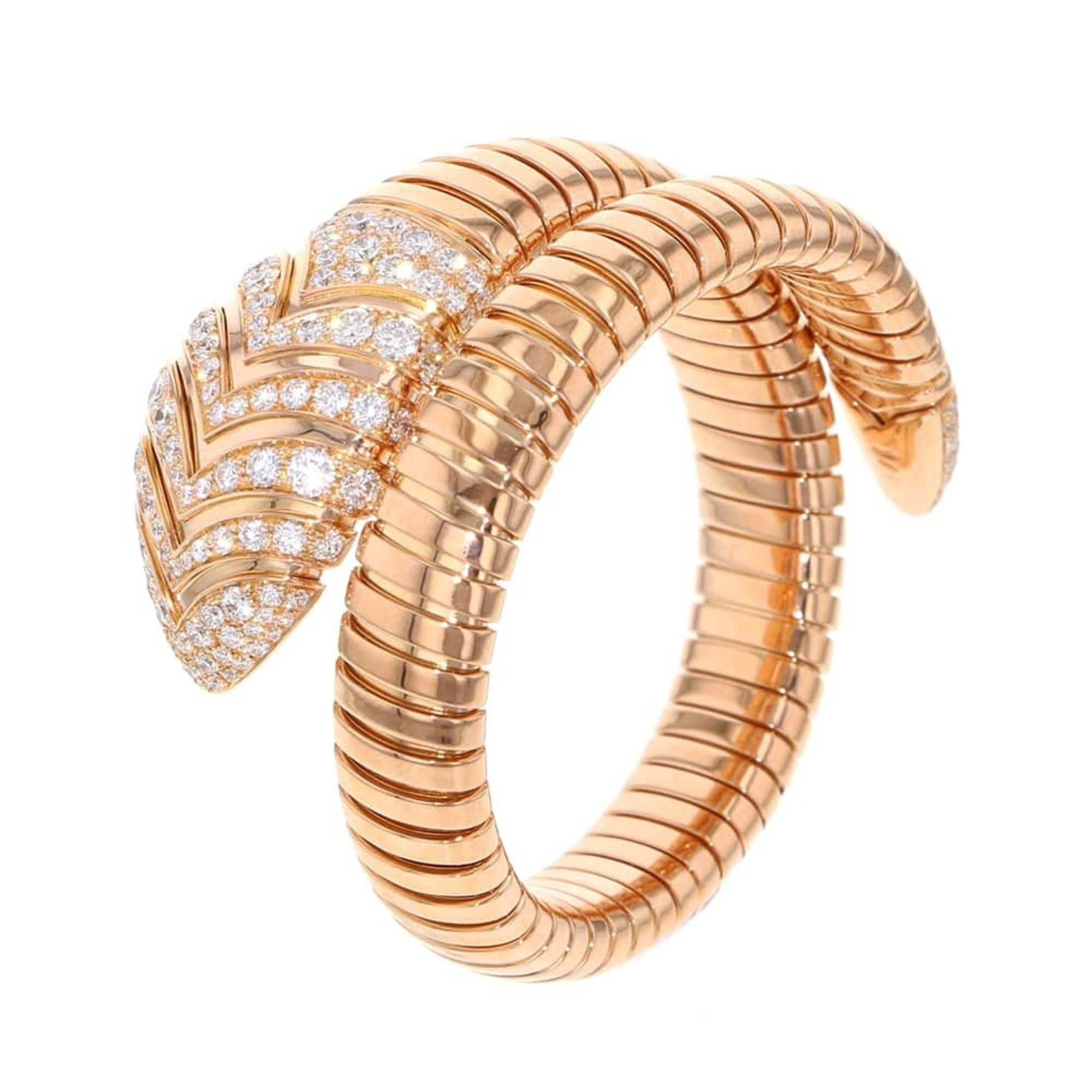 Bvlgari bracelet Serpenti Tubogas diamond K18PG pink gold size MS