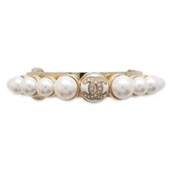 Chanel Hair Coco Mark Barrette Faux Pearl Metal I22 S CHANEL