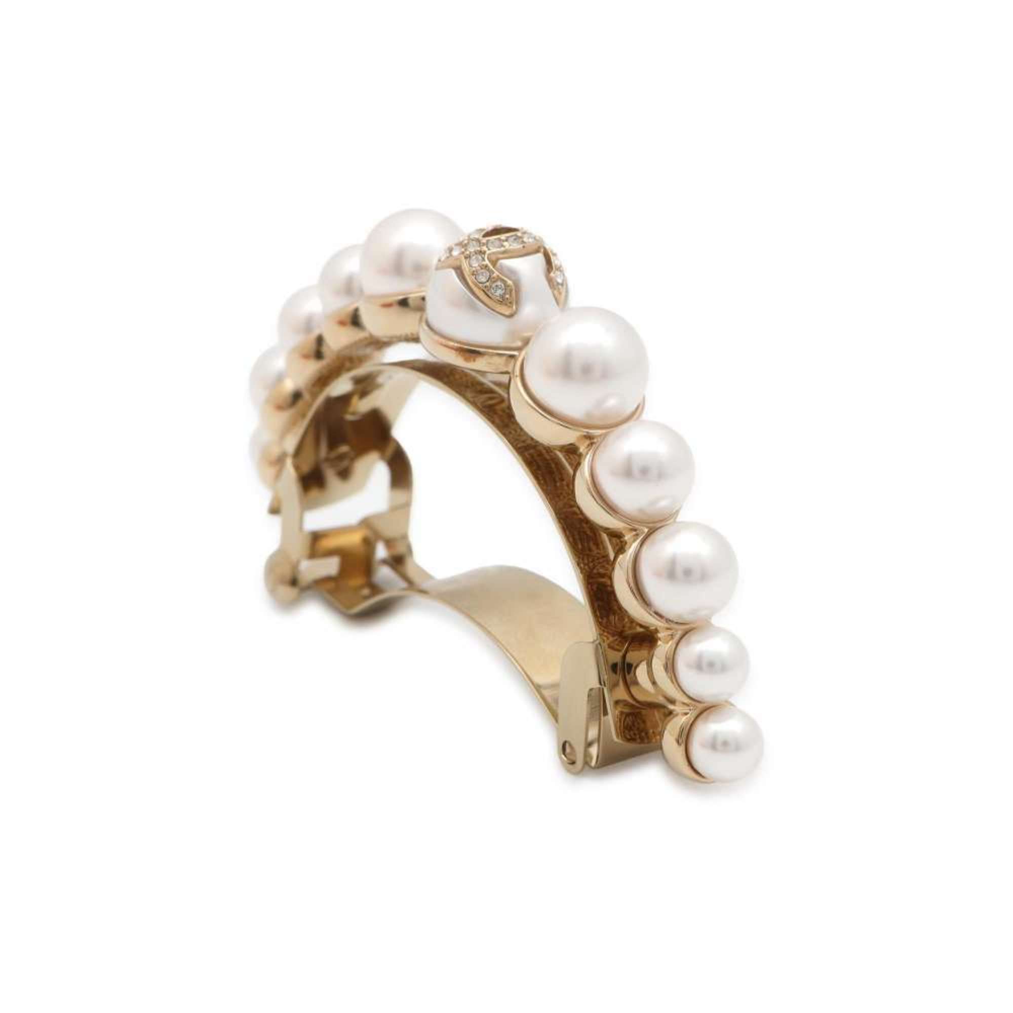 Chanel Hair Coco Mark Barrette Faux Pearl Metal I22 S CHANEL