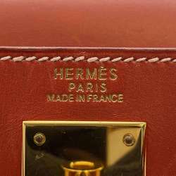 Hermes handbag Kelly 32, outside stitching, brick box calf, C stamp, 2-way shoulder bag