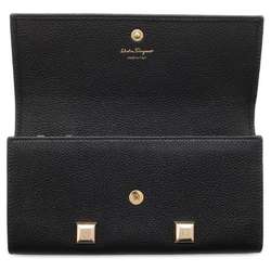 Salvatore Ferragamo Long Wallet Gancini Studs JP-22-D502 Black