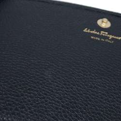 Salvatore Ferragamo Long Wallet Gancini Studs JP-22-D502 Black