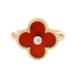 Van Cleef & Arpels Ring Alhambra Carnelian Diamond 1P 0.05ct K18YG Size 49 VCARD40800