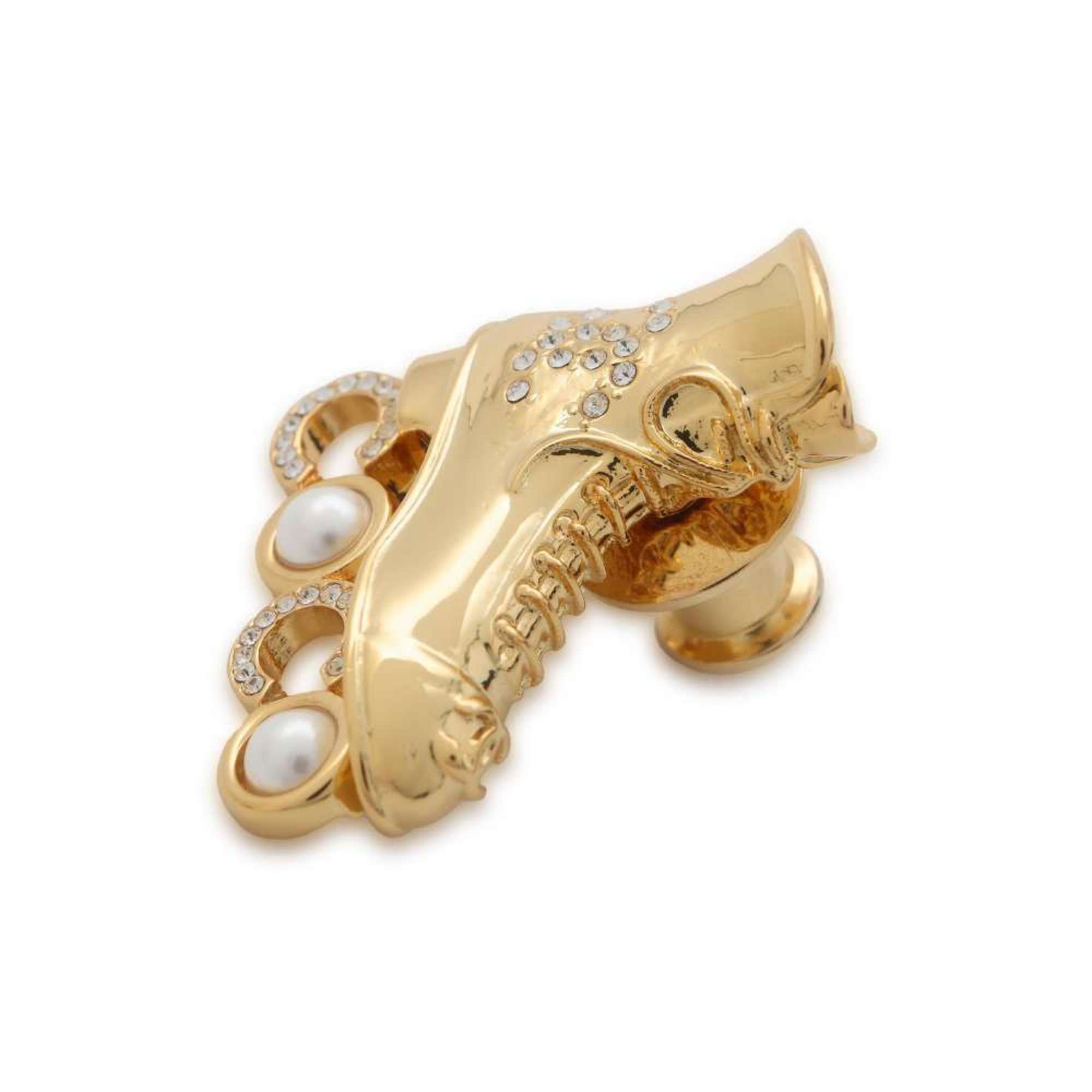 CHANEL Brooch Skate Rhinestone Faux Pearl F24 C