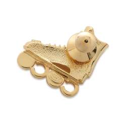 CHANEL Brooch Skate Rhinestone Faux Pearl F24 C