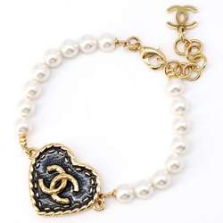 Chanel Bracelet Coco Mark Heart Fake Pearl I24 P ABC724 CHANEL