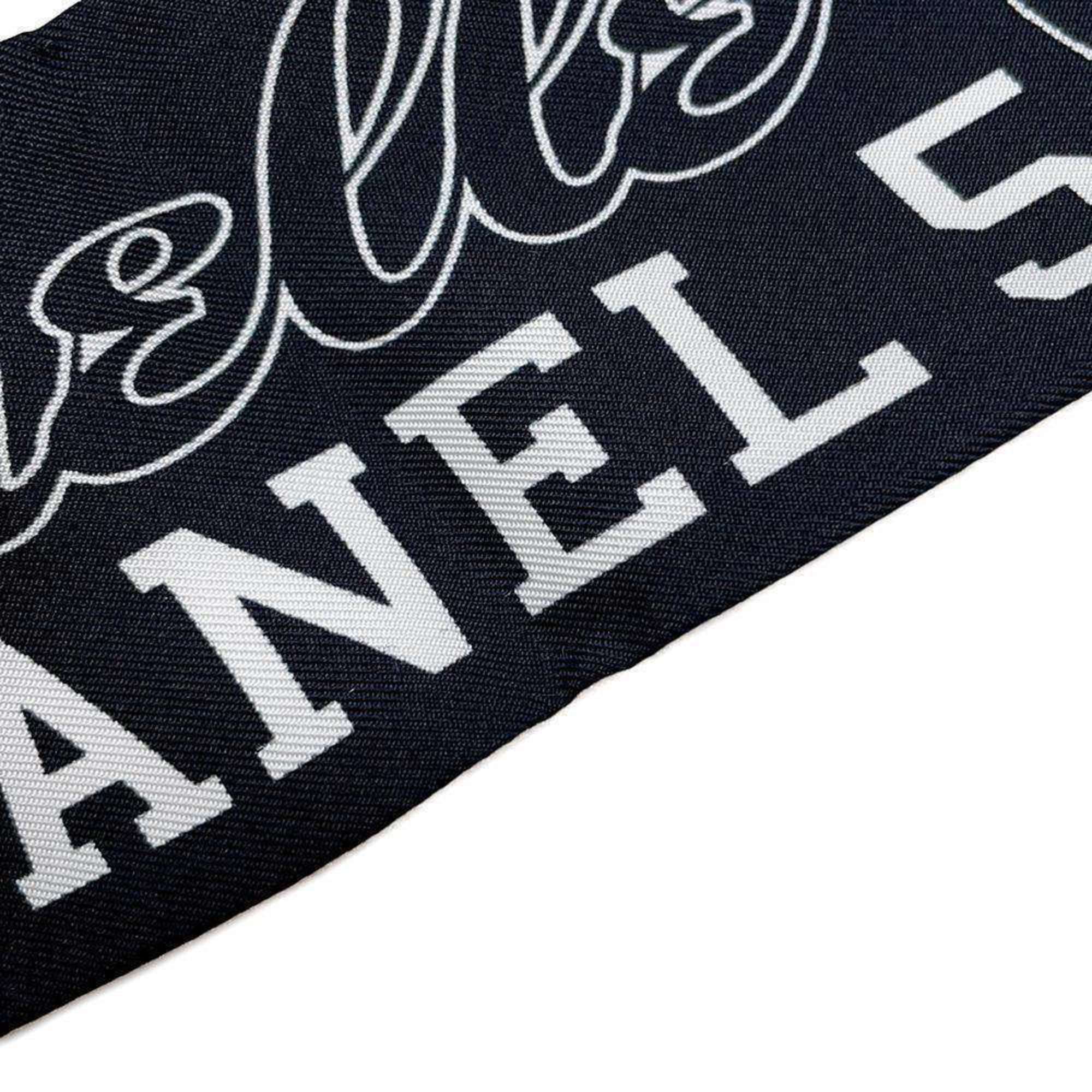 Chanel Scarf Coco Mark Silk CHANEL Black Muffler