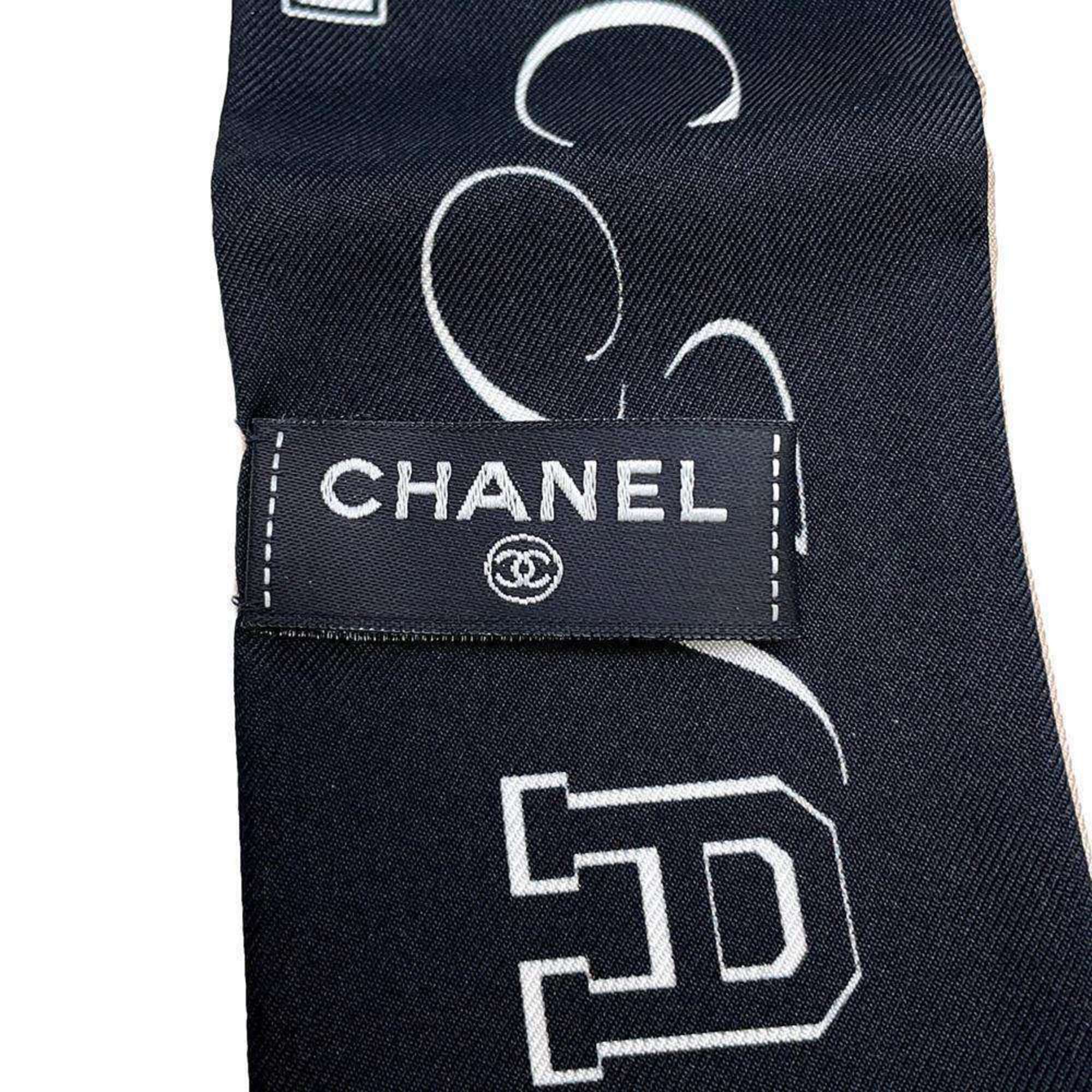 Chanel Scarf Coco Mark Silk CHANEL Black Muffler