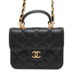 Chanel Chain Wallet Matelasse Coco Mark Flap Coin Purse Lambskin AP2200 Black