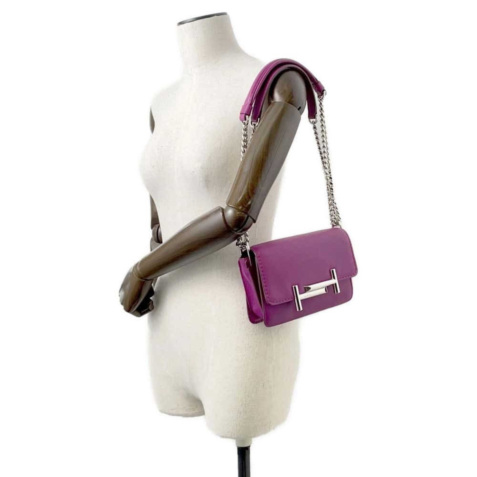 Tod's Chain Shoulder Bag Double T TOD'S Purple