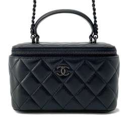 Chanel Chain Shoulder Bag Matelasse Coco Mark Vanity Case Lambskin AP2199 CHANEL Black