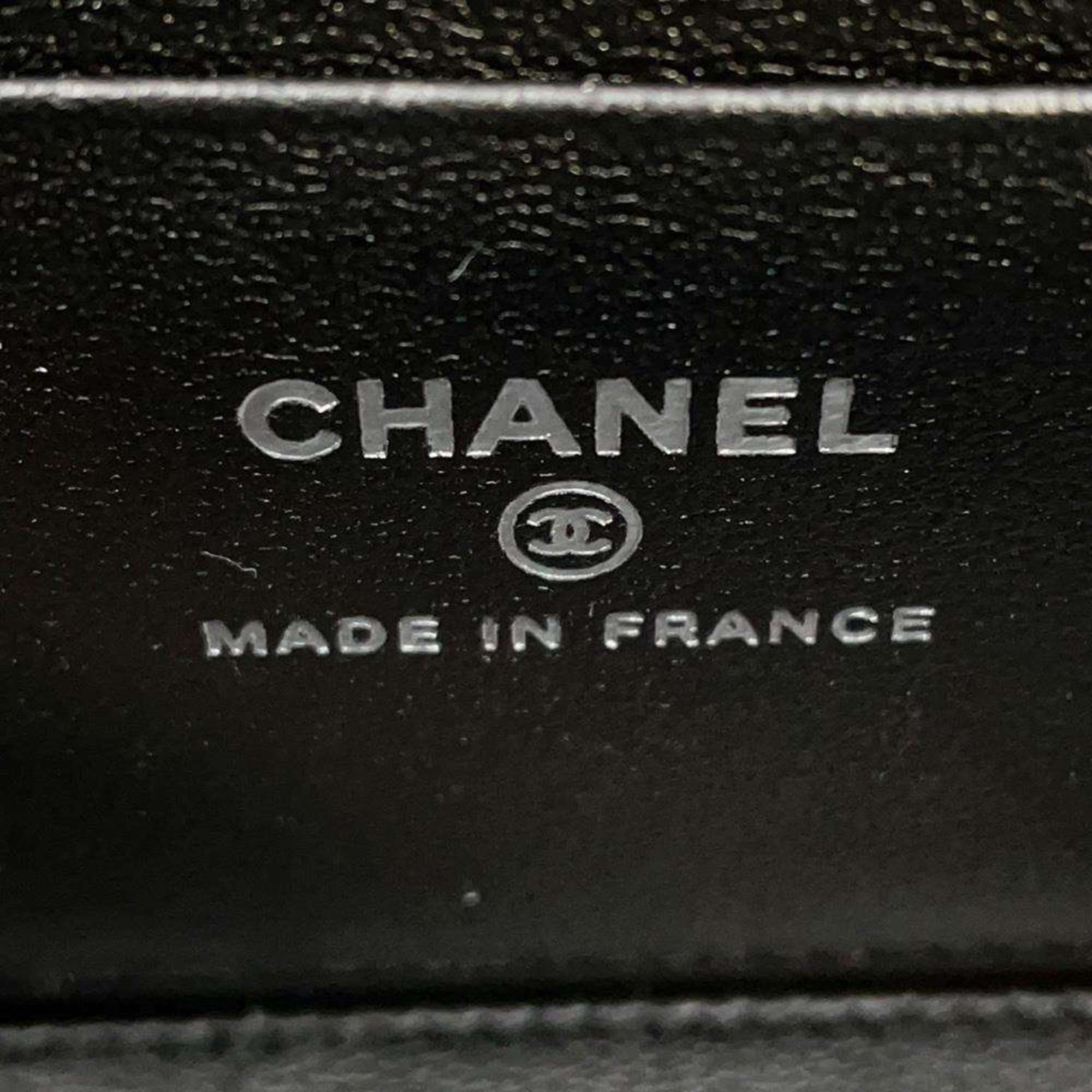 Chanel Chain Shoulder Bag Matelasse Coco Mark Vanity Case Lambskin AP2199 CHANEL Black