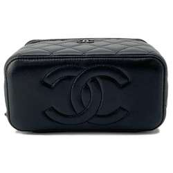 Chanel Chain Shoulder Bag Matelasse Coco Mark Vanity Case Lambskin AP2199 CHANEL Black