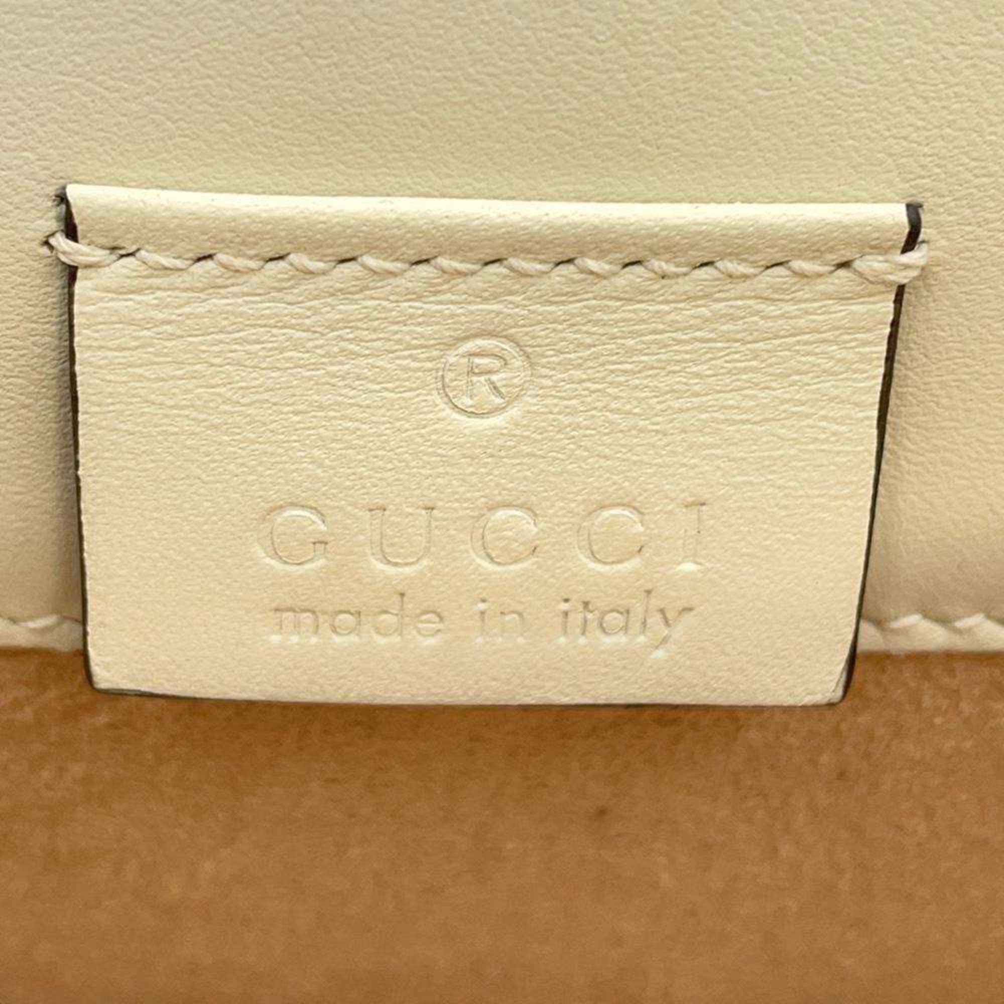 Gucci Chain Shoulder Bag Sylvie Web Leather 494646 GUCCI White