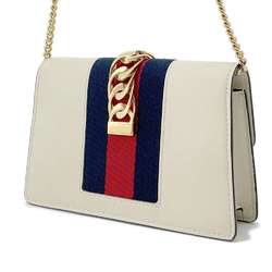 Gucci Chain Shoulder Bag Sylvie Web Leather 494646 GUCCI White