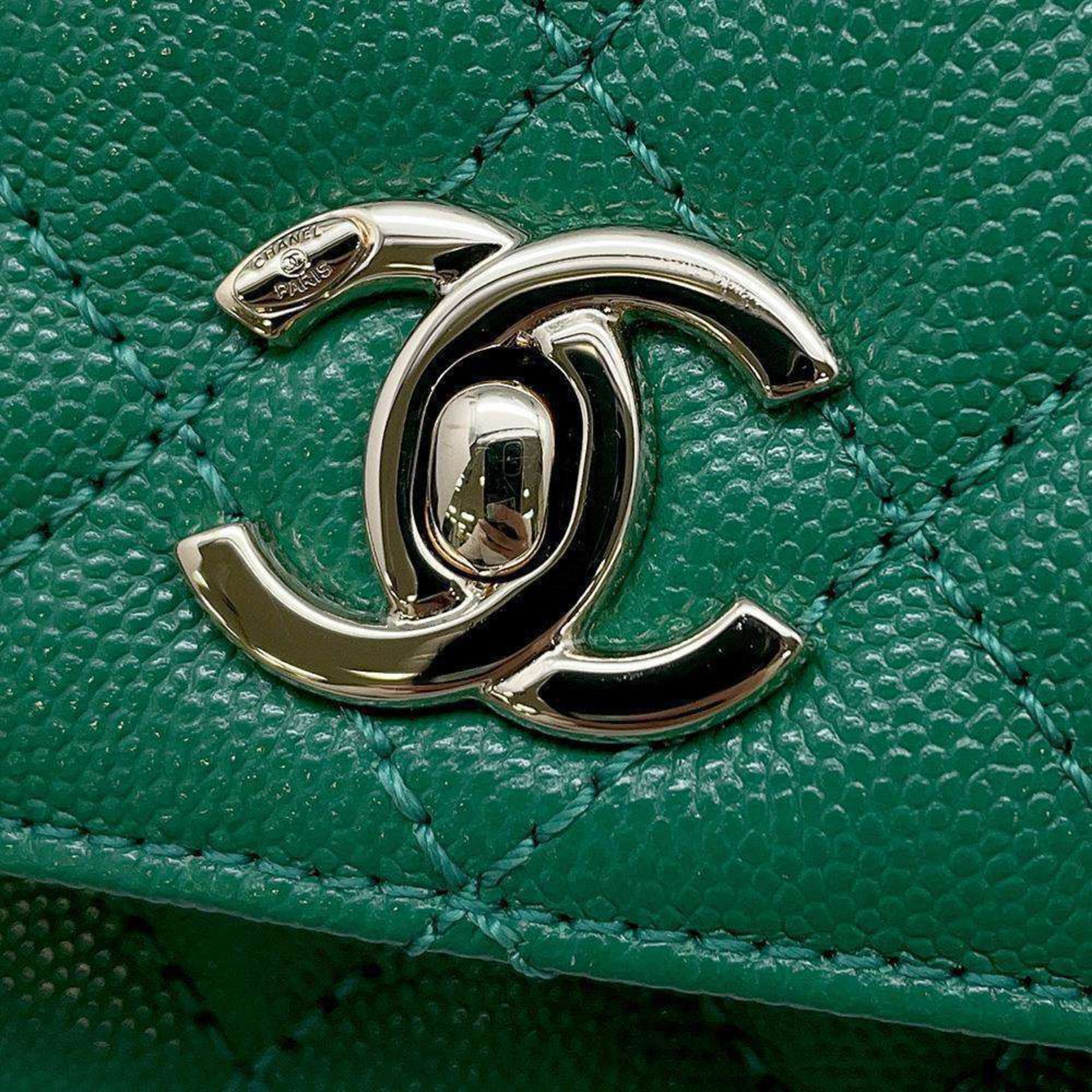 Chanel handbag, matelasse, coco mark, handle, caviar skin, A92990, CHANEL 2way shoulder bag