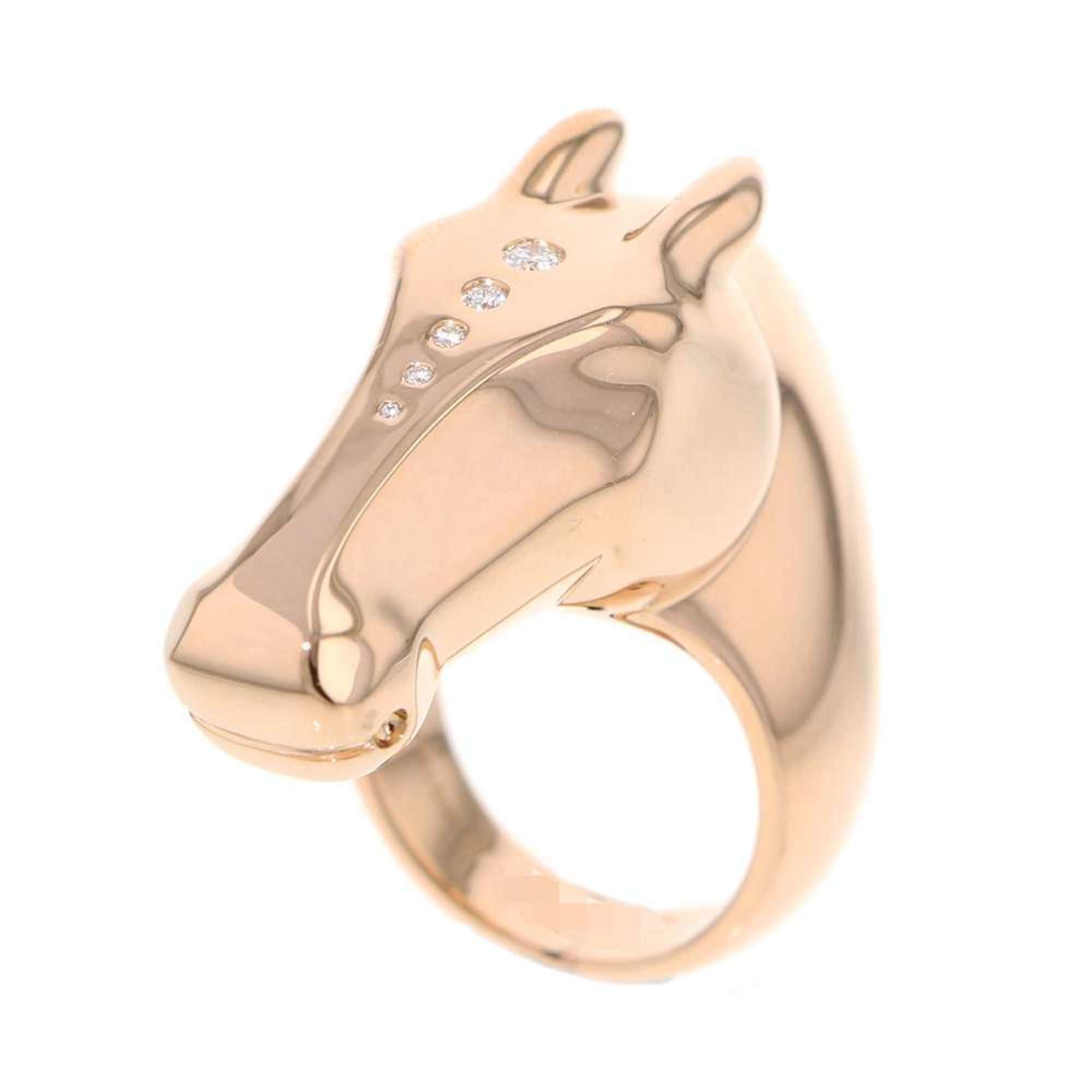 Hermes Ring Gallop Diamond 5P K18PG Pink Gold Size 52 Horse Motif