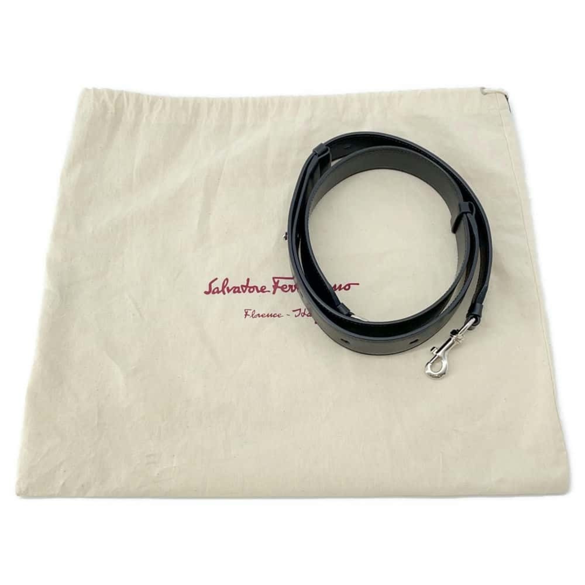 Salvatore Ferragamo Shoulder Bag Ribbon Leather Black