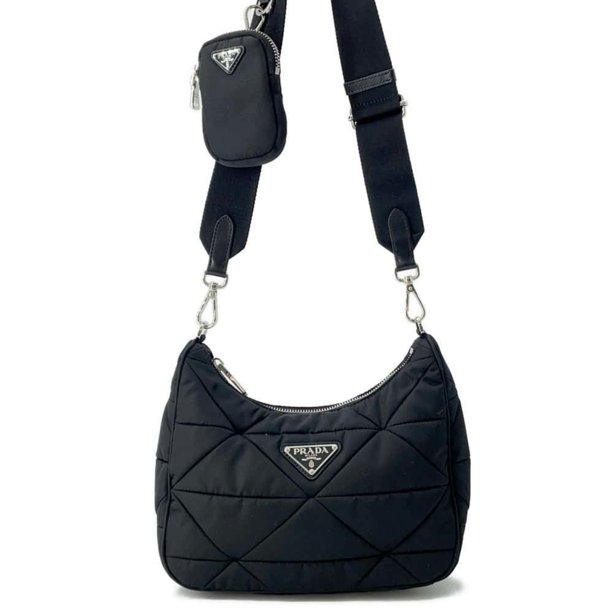 Prada Shoulder Bag Tessuto Quilt Nylon Quilting 1BC151 PRADA Black