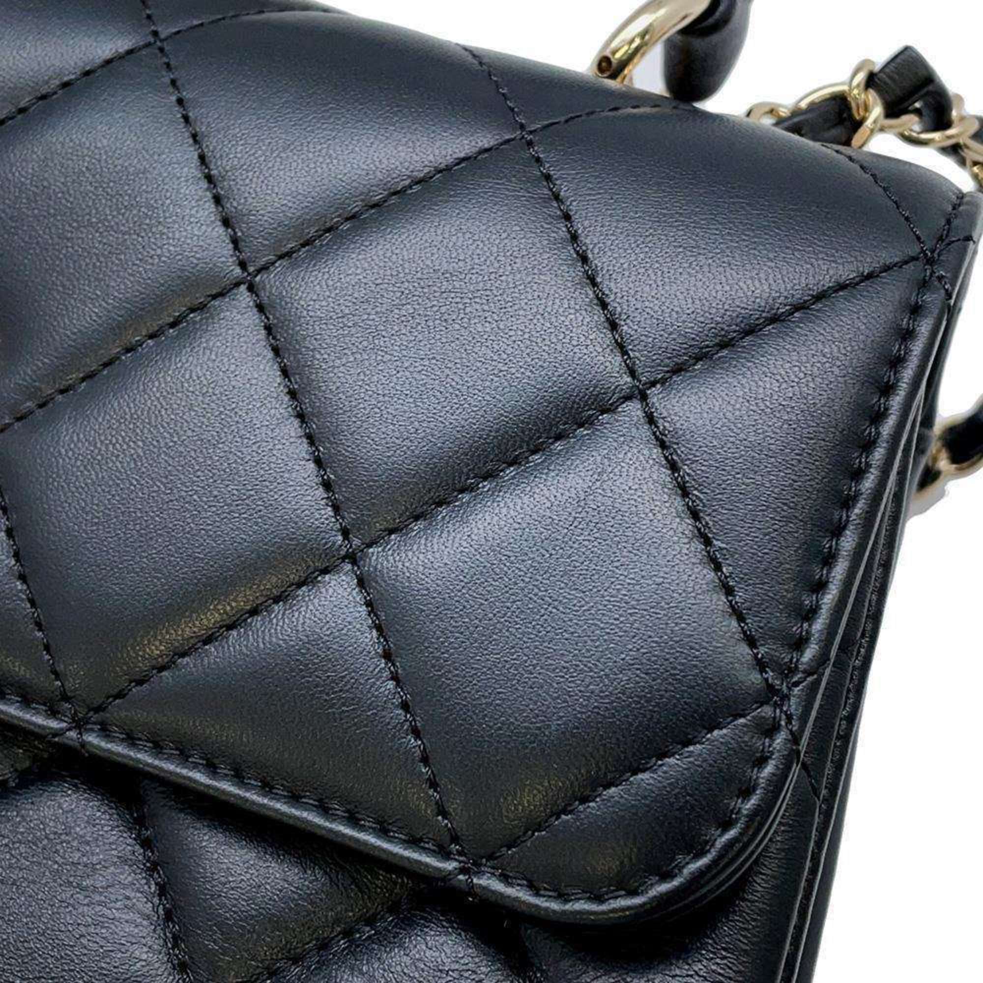 CHANEL Handbag Coco Mark Matelasse Lambskin A92236 2way Shoulder Trendy CC Black