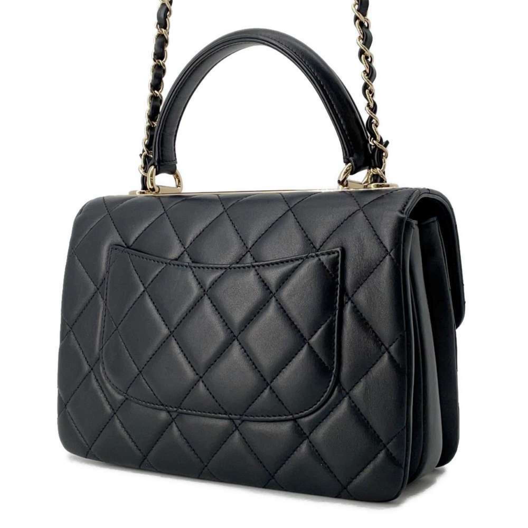 CHANEL Handbag Coco Mark Matelasse Lambskin A92236 2way Shoulder Trendy CC Black