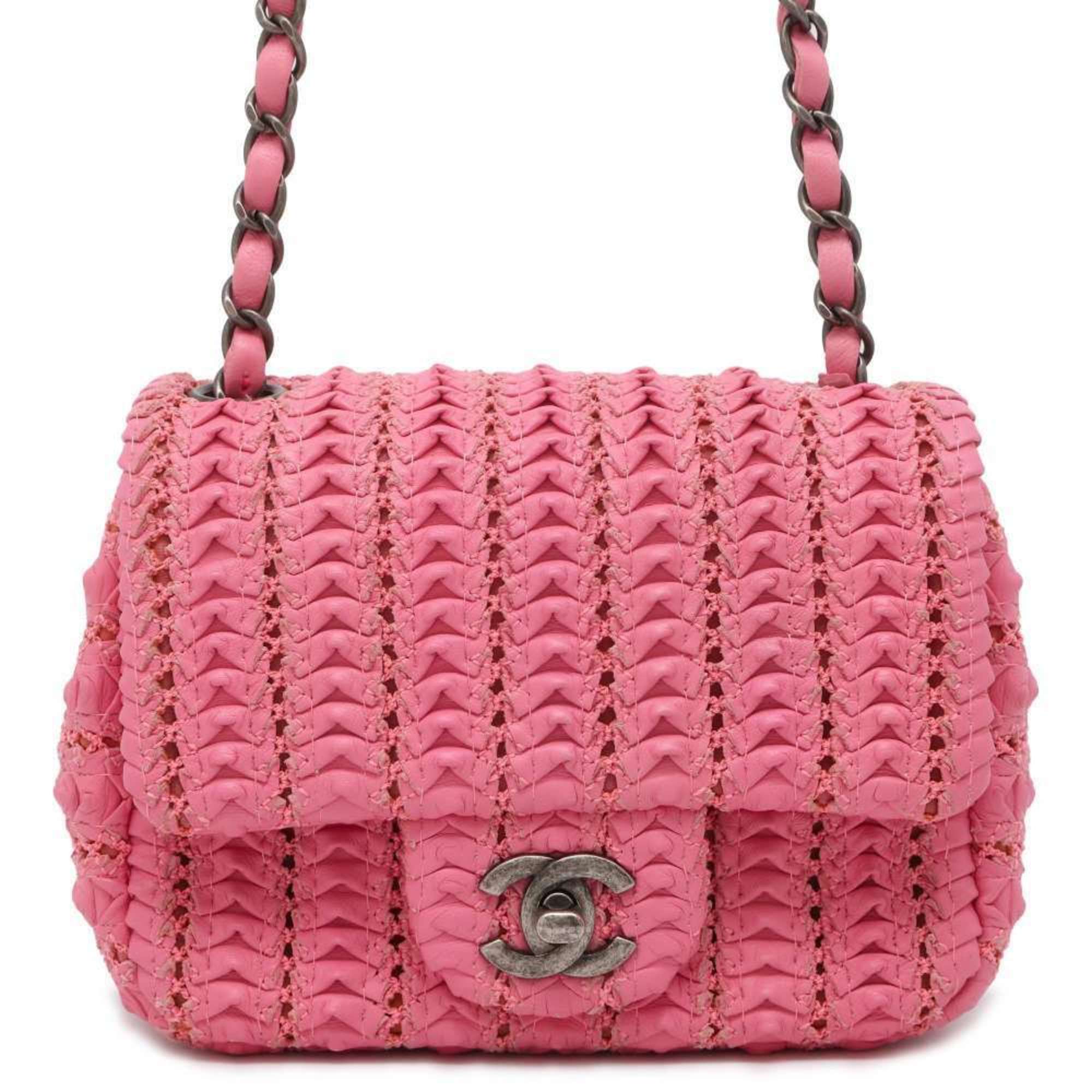 Chanel Chain Shoulder Bag Coco Mark Cloche Leather CHANEL