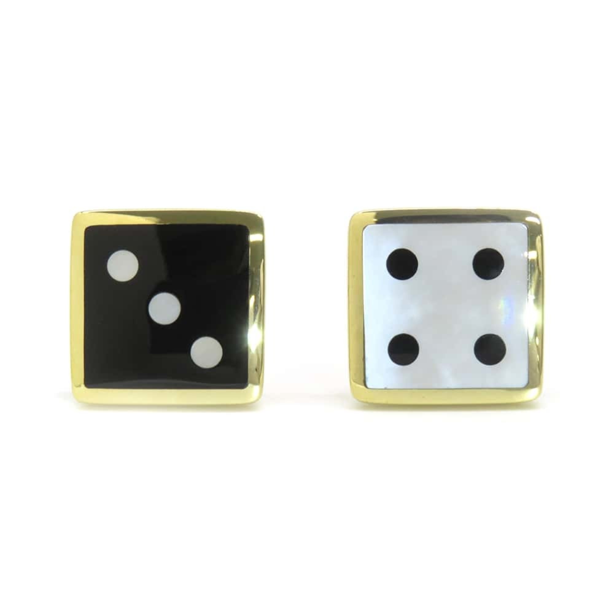 Tiffany earrings with a dice motif, 18K yellow gold, mother-of-pearl and onyx, & Co.