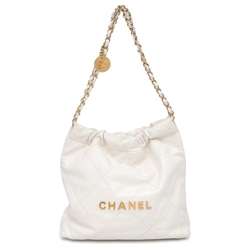 CHANEL Handbag 22 Matelasse Small Shiny Calf AS3260 White