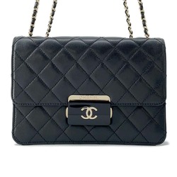 Chanel Chain Shoulder Bag Beauty Lock Flap Coco Mark Leather CHANEL Black