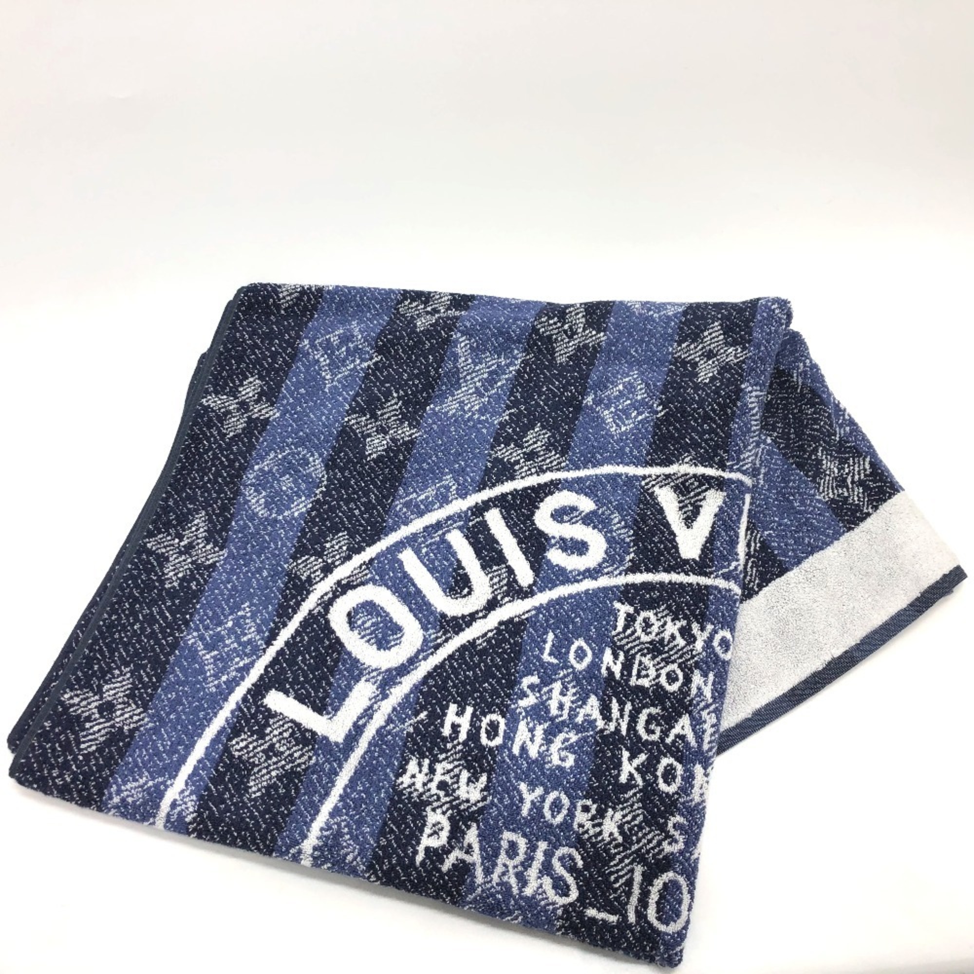 LOUIS VUITTON Louis Vuitton Monogram TRUNKS & S Beach Towel Bath Cotton Men's Women's Blue