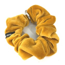 MIU Miu Crystal Faux Pearl Rhinestone Hair Tie Scrunchie Velvet Women's Yellow