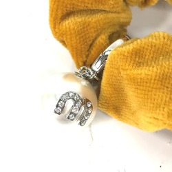 MIU Miu Crystal Faux Pearl Rhinestone Hair Tie Scrunchie Velvet Women's Yellow