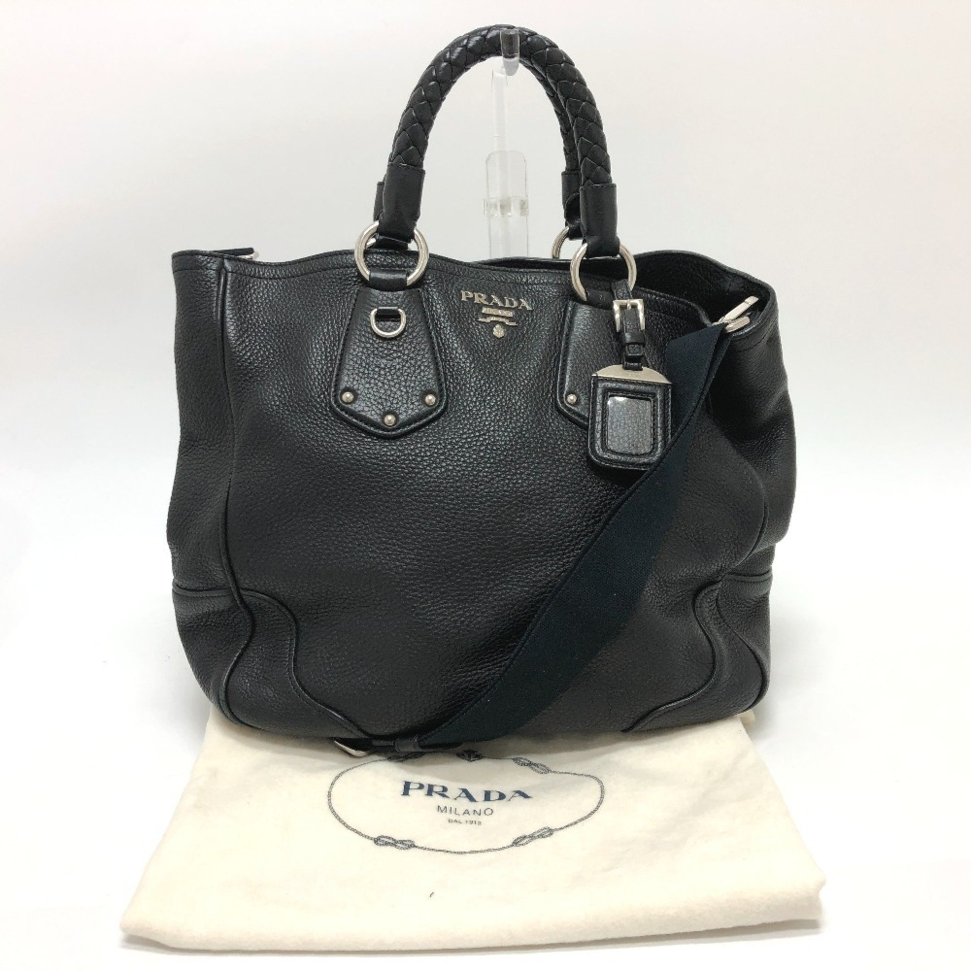 PRADA BN1346 Shoulder Bag Handbag Leather Women's Black