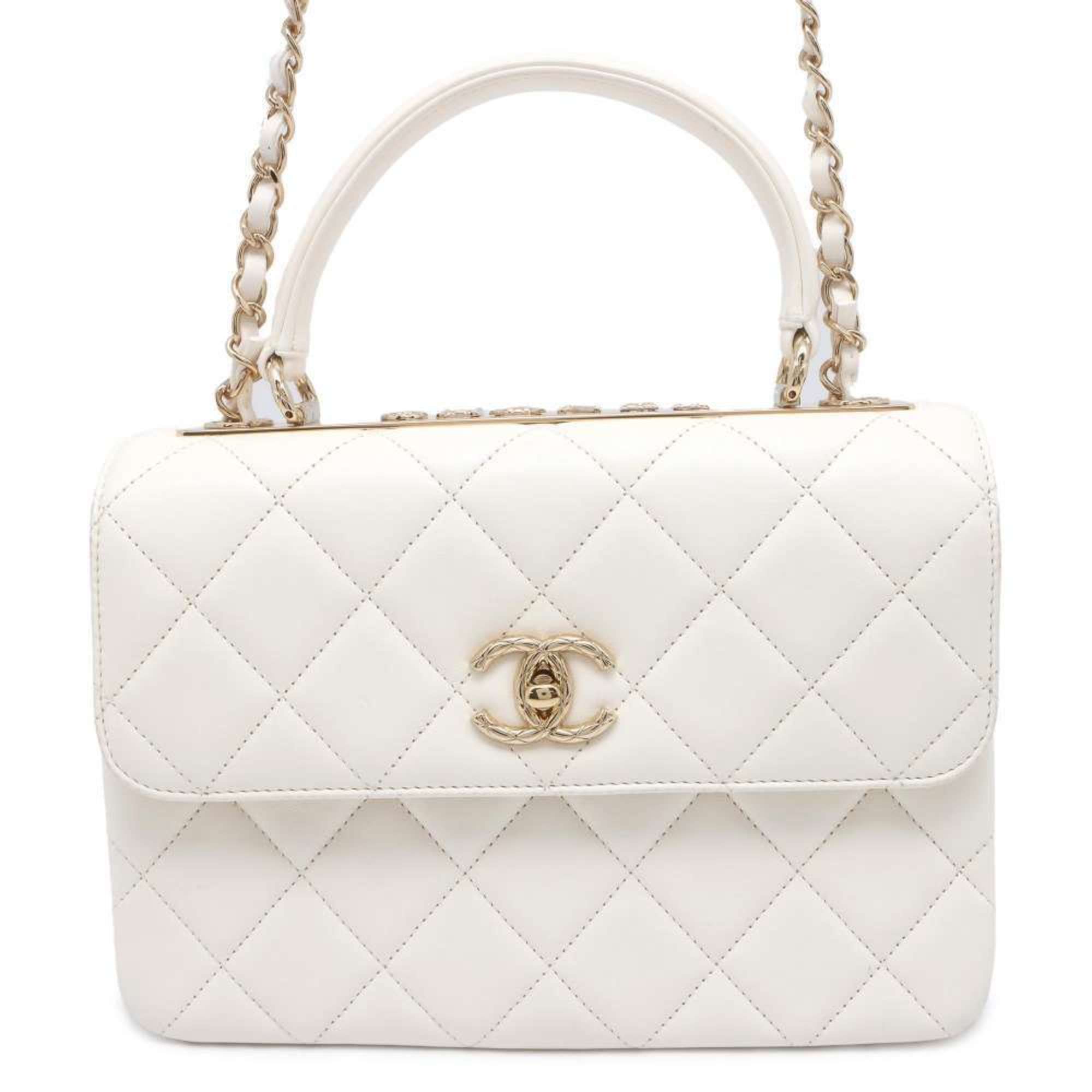 Chanel handbag Coco mark Matelasse lambskin A92236 CHANEL 2way chain shoulder bag white