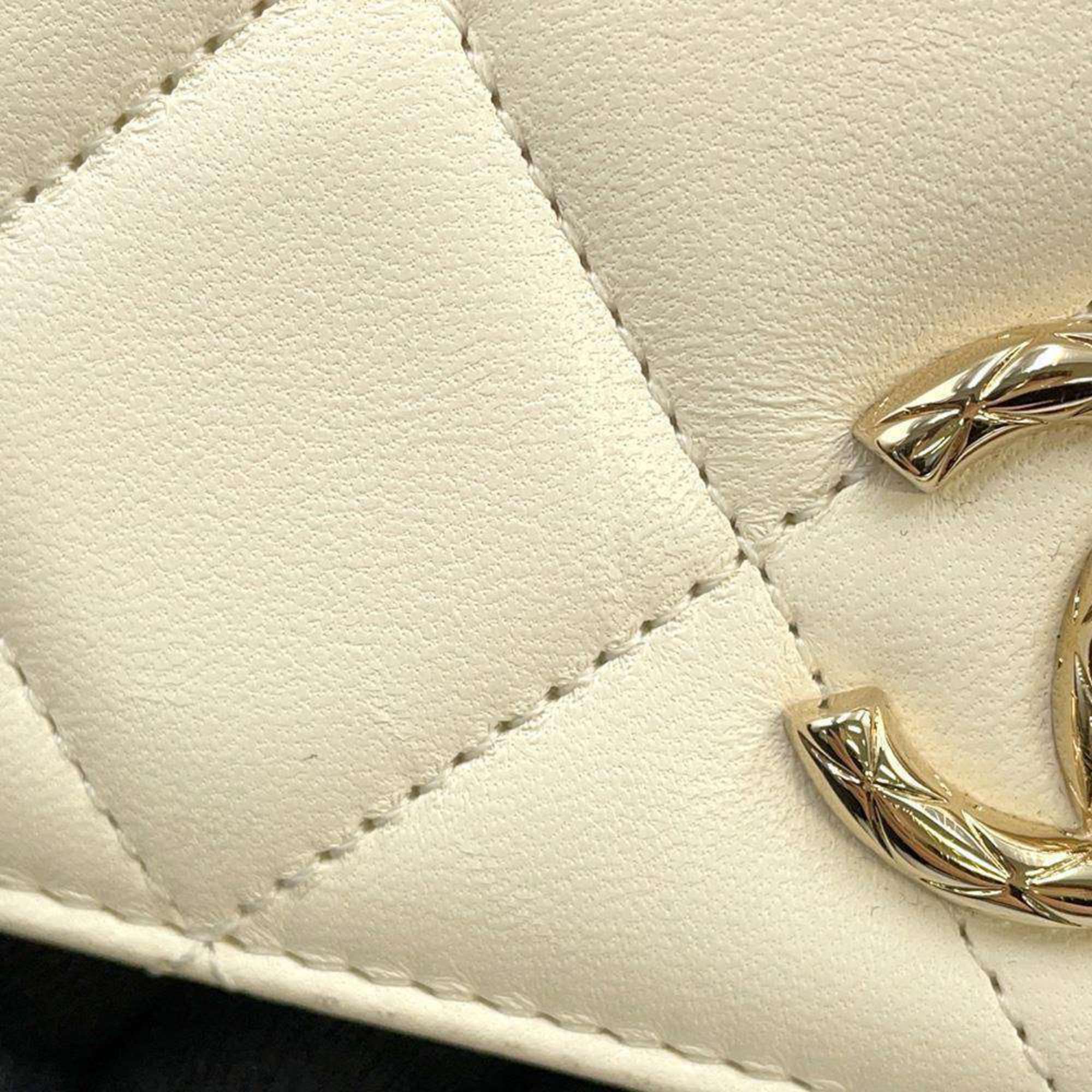 Chanel handbag Coco mark Matelasse lambskin A92236 CHANEL 2way chain shoulder bag white