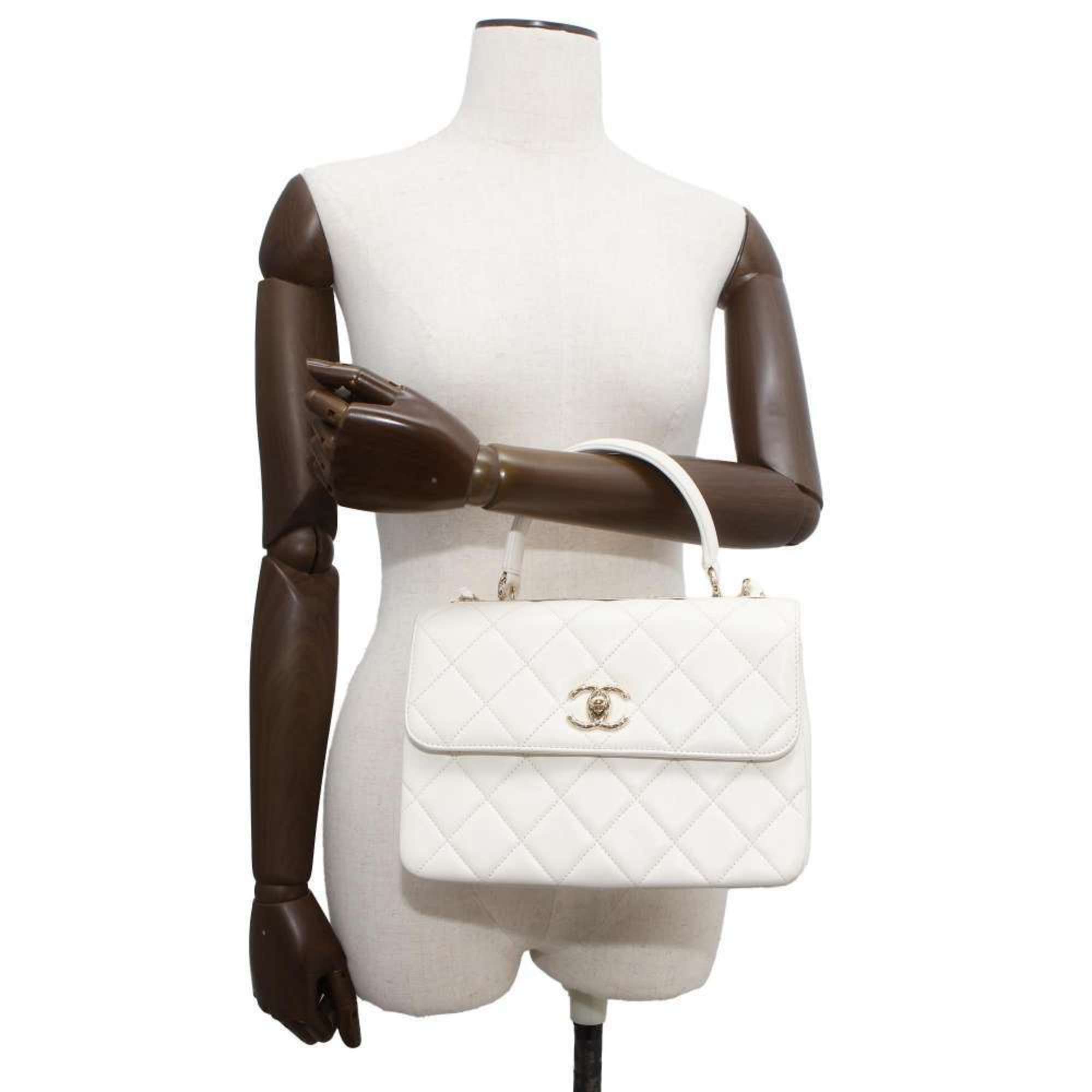 Chanel handbag Coco mark Matelasse lambskin A92236 CHANEL 2way chain shoulder bag white