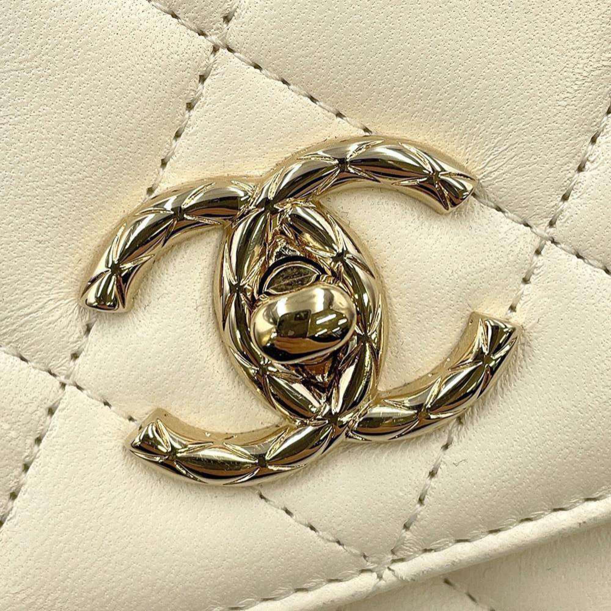 Chanel handbag Coco mark Matelasse lambskin A92236 CHANEL 2way chain shoulder bag white