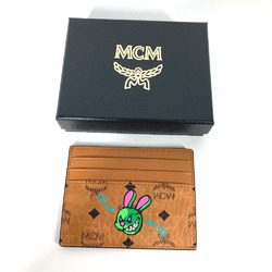 MCM Business Card Holder Pass Case Visetos Rabbit SAMBYPEN Collaboration Sambypen Holder/Card Leather Brown Men's