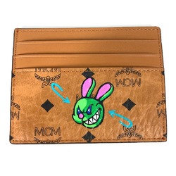 MCM Business Card Holder Pass Case Visetos Rabbit SAMBYPEN Collaboration Sambypen Holder/Card Leather Brown Men's