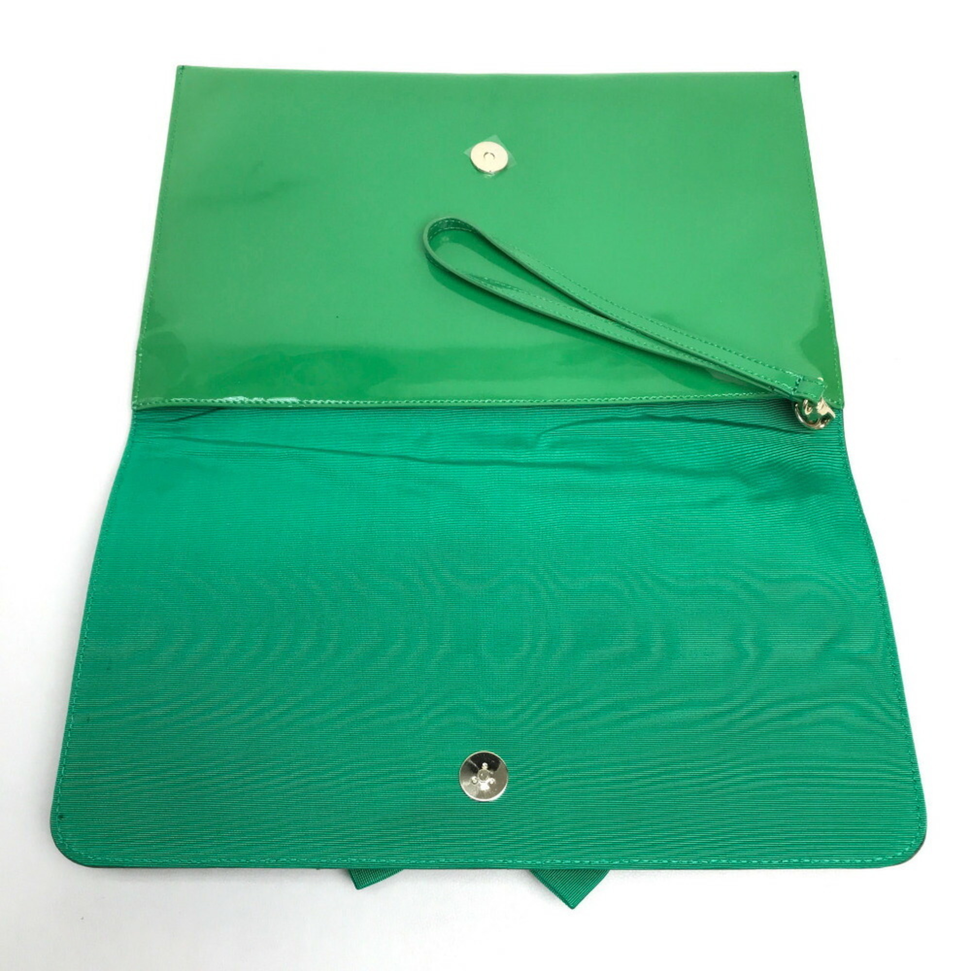 VALENTINO Red Valentino Patent Leather Clutch Bag with Strap, Green, for Women