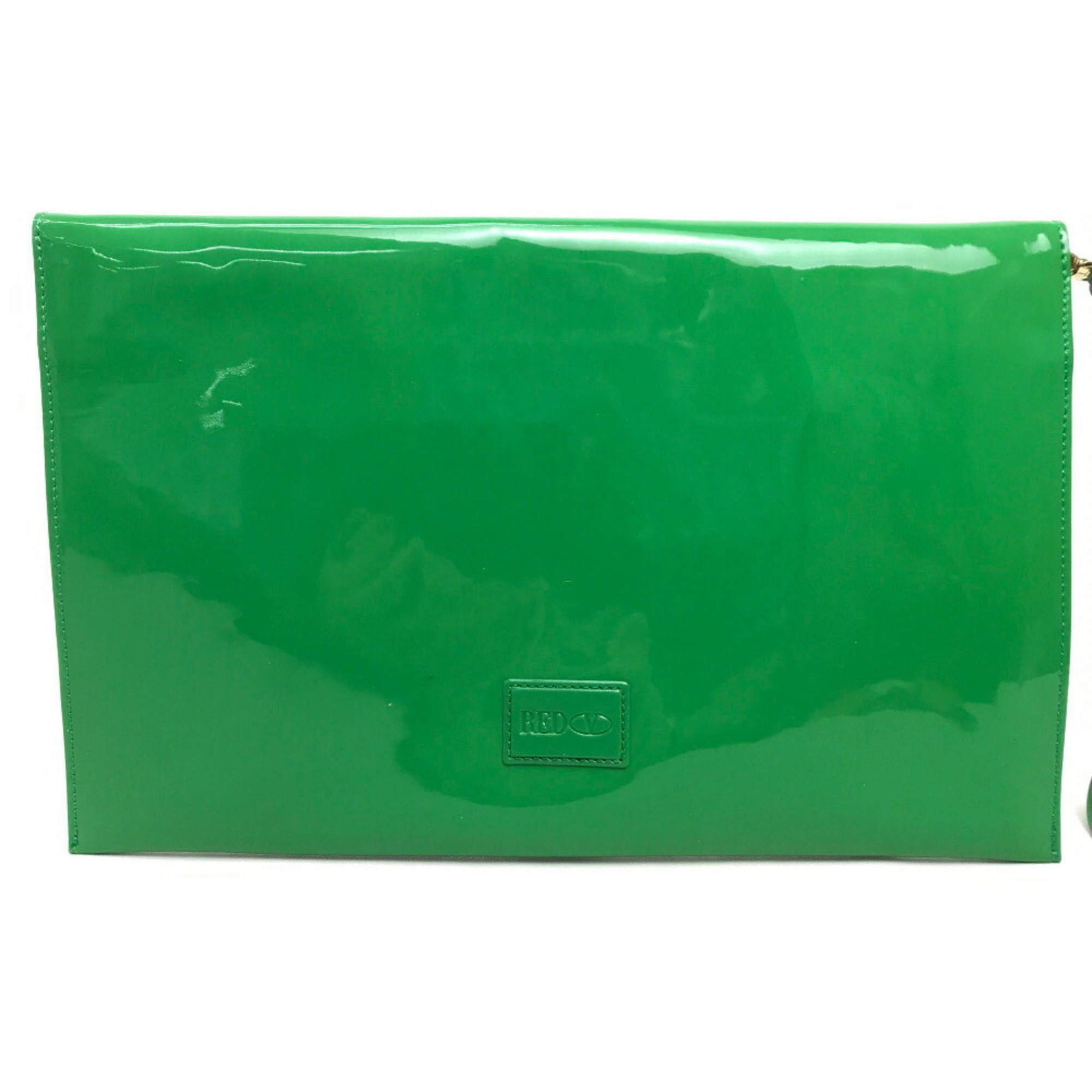 VALENTINO Red Valentino Patent Leather Clutch Bag with Strap, Green, for Women