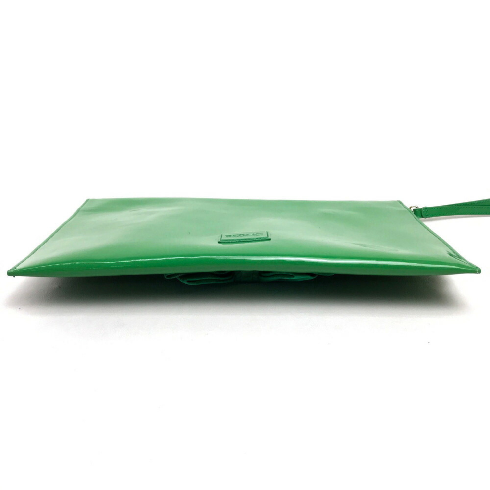 VALENTINO Red Valentino Patent Leather Clutch Bag with Strap, Green, for Women