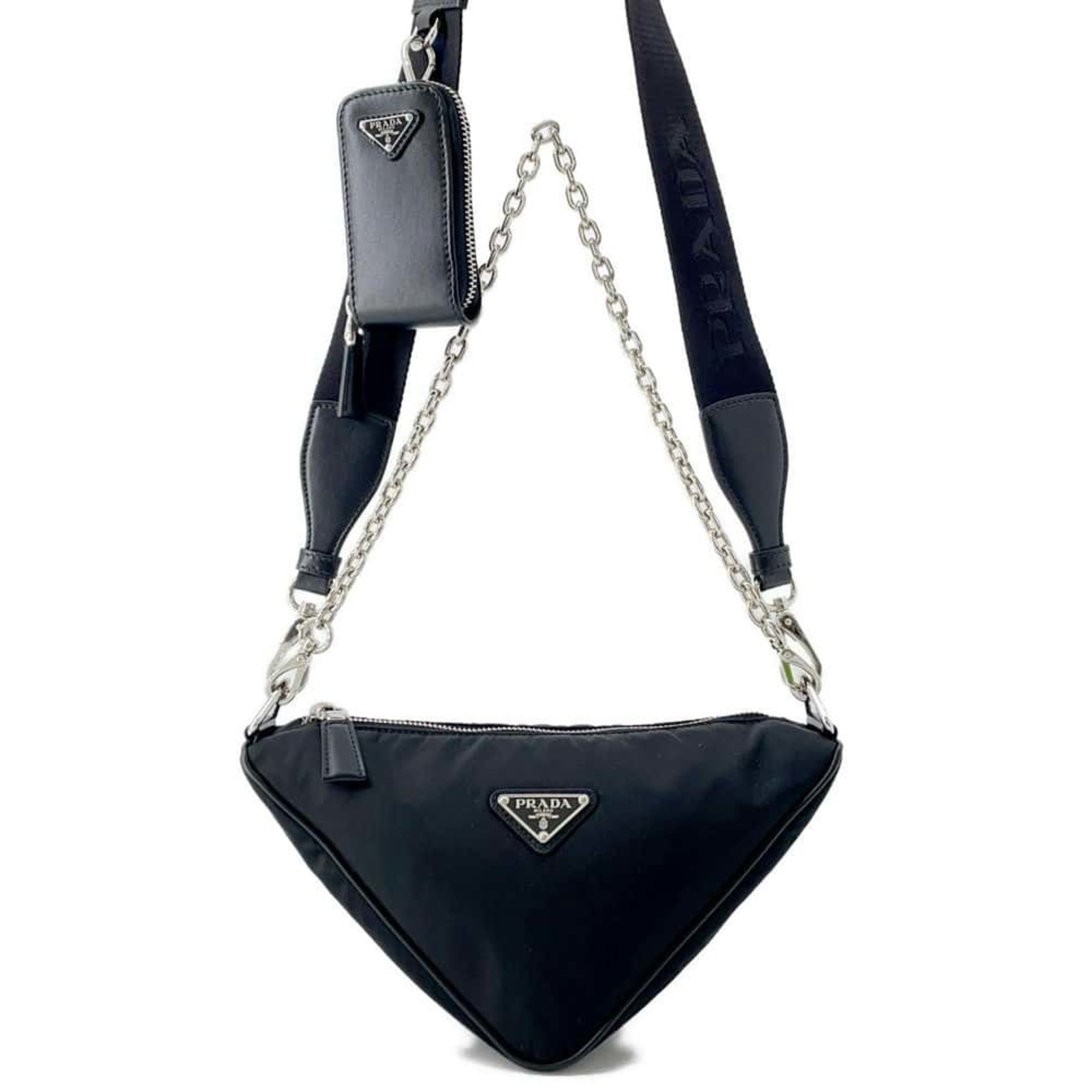 Prada Shoulder Bag Triangle Nylon 1BH190 PRADA Black