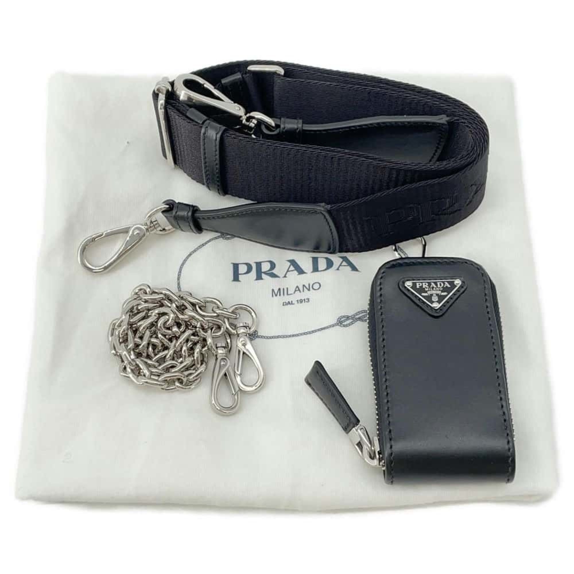 Prada Shoulder Bag Triangle Nylon 1BH190 PRADA Black